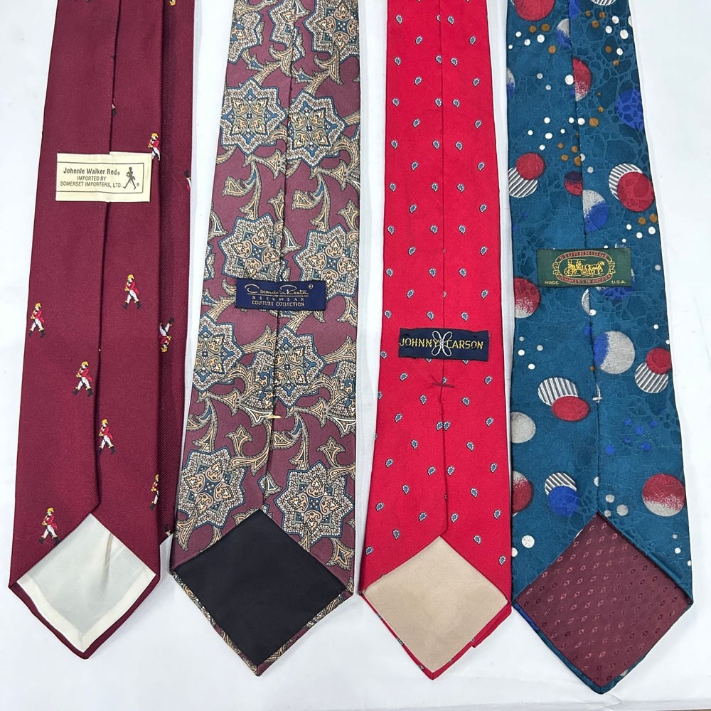 Vintage Mens Ties Lot 4 Oscar de la Renta Johnny Carson Preppy Grandpacore